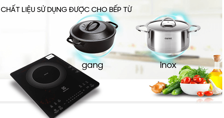 6. Chất liệu nồi sử dụng cho bếp từ Electrolux 