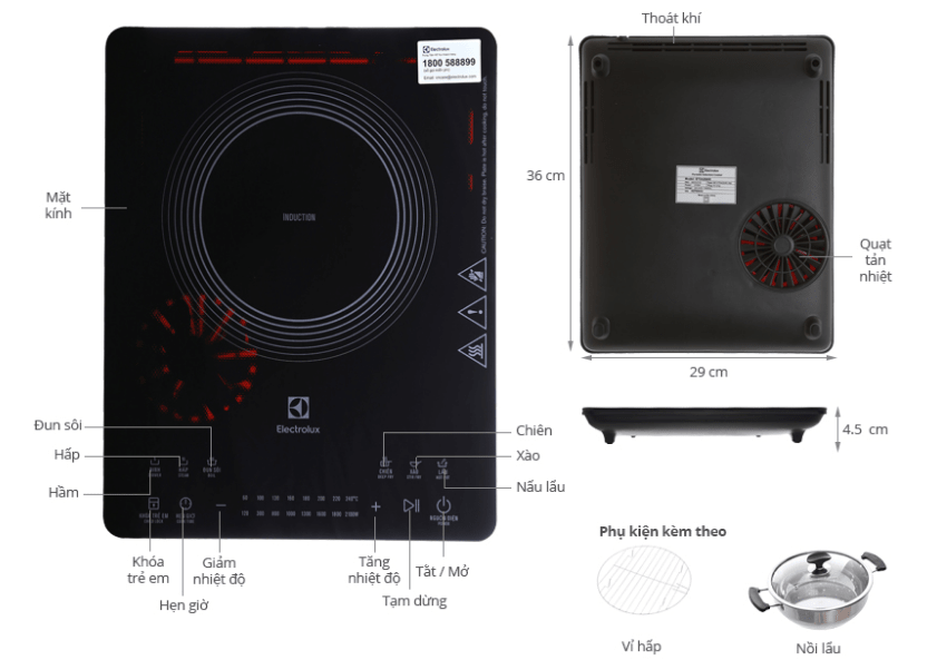 1. Bếp từ Electrolux ETD42SKR chính hãng có kiểu dáng hiện đại, sang trọng