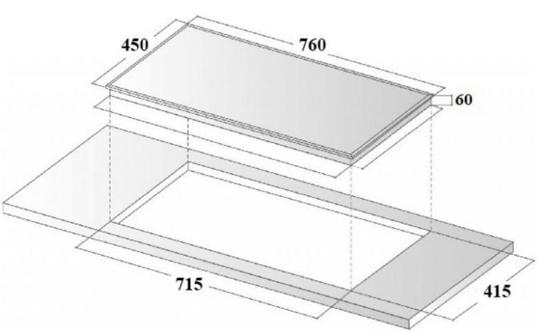 Kích thước lắp đặt bếp từ Eurosun EU-T897G