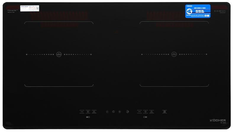 Bếp từ Kocher DI-633 4 Bếp từ Kocher DI-633 gồm 2 vùng nấu với tổng công suất 4000W
