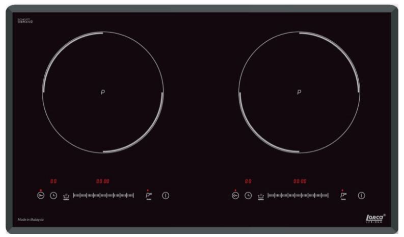 1. Bếp từ Lorca LCI 866 gồm 2 vùng nấu với tổng công suất 4800W