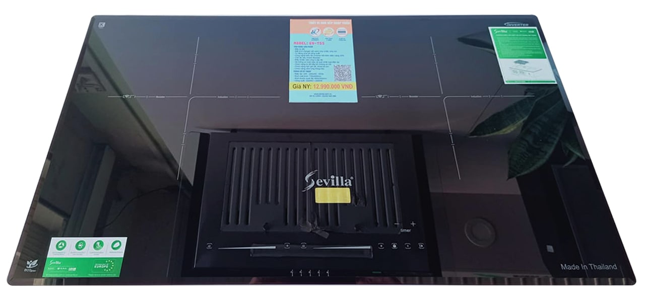 Bếp từ Sevilla SV T55 10 4. Bếp từ Sevilla SV-T55 gồm 2 vùng nấu với tổng công suất là 4000W
