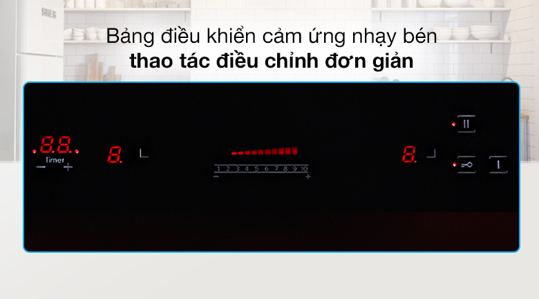 Bếp từ Sunhouse MMB9988 7 3. Bếp từ Sunhouse kế bảng điều khiển cảm ứng riêng biệt cho mỗi lò nấu