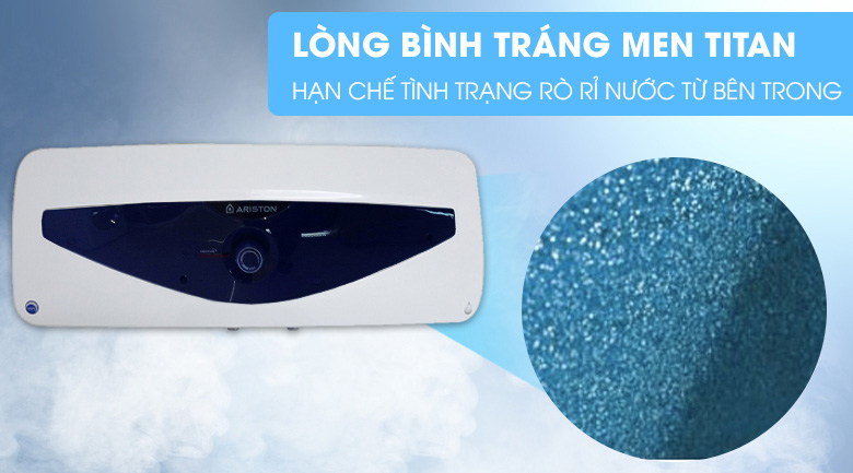 Bình nóng lạnh Ariston Blu 20 Slim 2.5 FE 4 Lòng bình có tráng lớp TITAN chống ăn mòn, rò rỉ