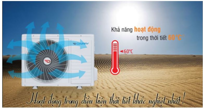 9. Điều hòa Dairry 2 chiều sử dụng chất liệu động cơ bền bỉ với thời gian