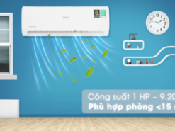 2. Điều hoà Aqua 9000BTU 1 chiều AQA-KCRV10TK phù hợp với diện tích phòng dưới 15 m2