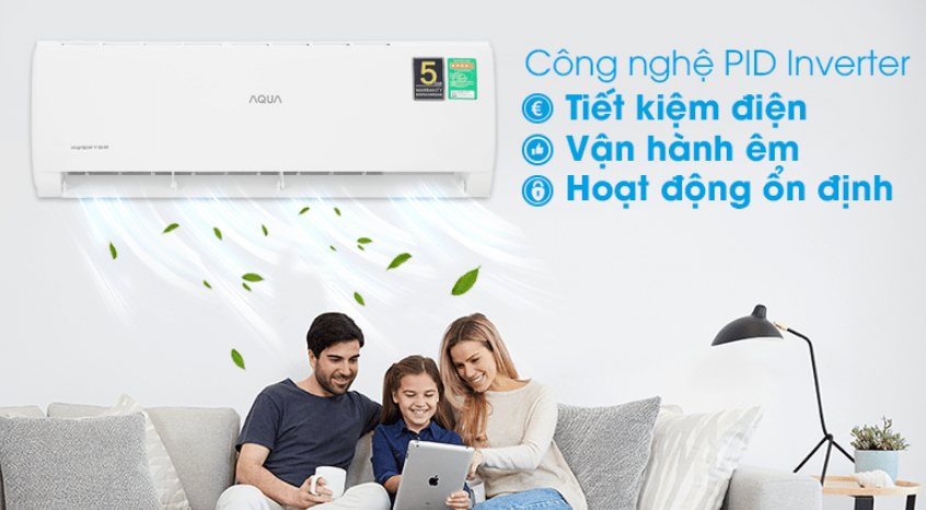 3. Công nghệ PID Inverter trên điều hoà Aqua RV9QA tiết kiệm điện lên đến 63%