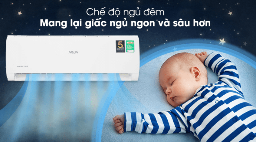 6. Chế độ ngủ đêm trên máy lạnh Aqua 1 chiều AQA-RV9QA 9000 btu 