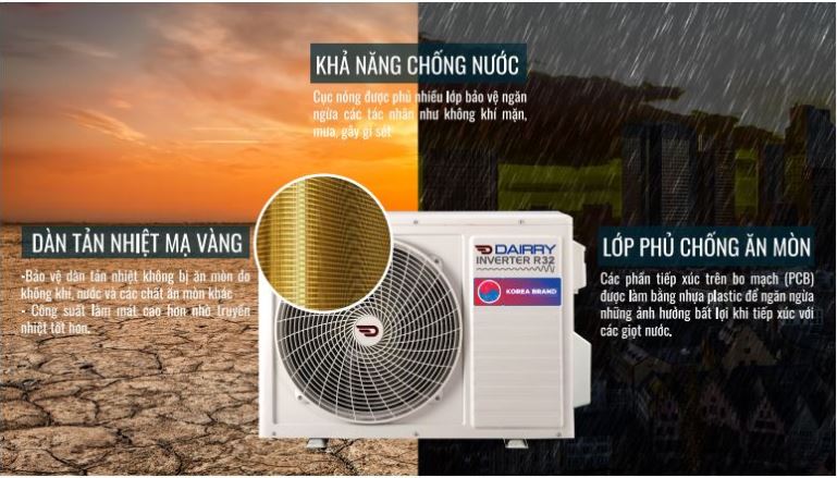 8. Điều hòa Luxury Dairry i-DR18LKC thế hệ mới có dàn tản nhiệt mạ vàng cao cấp