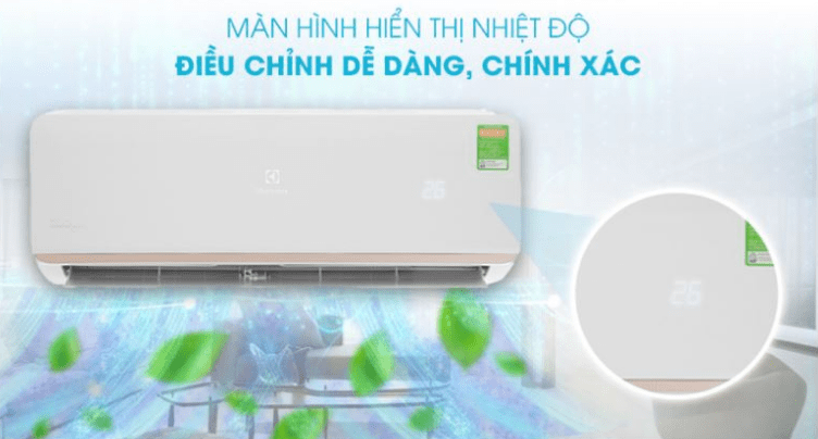 Điều hòa Electrolux ESM18CRO-A1 18000BTU 1 Chiều inverter 5 2. Dàn máy lạnh Electrolux ESM18CRO-A1 dễ dàng quan sát, điều chỉnh nhiệt độ nhờ màn hình LED trên dàn lạnh
