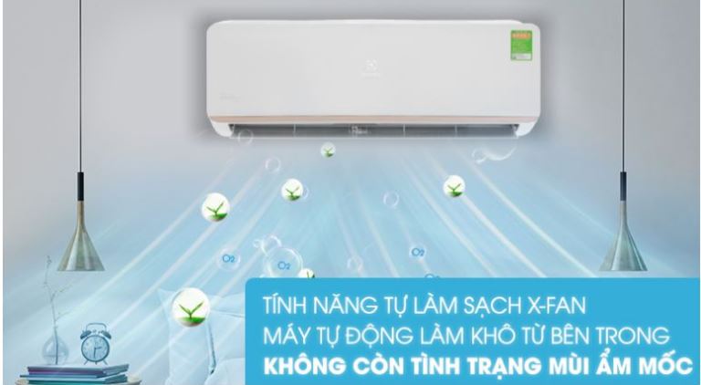 3. Máy lạnh Electrolux ESV09CRO sở hữu tính năng tự làm sạch dàn lạnh X-Fan