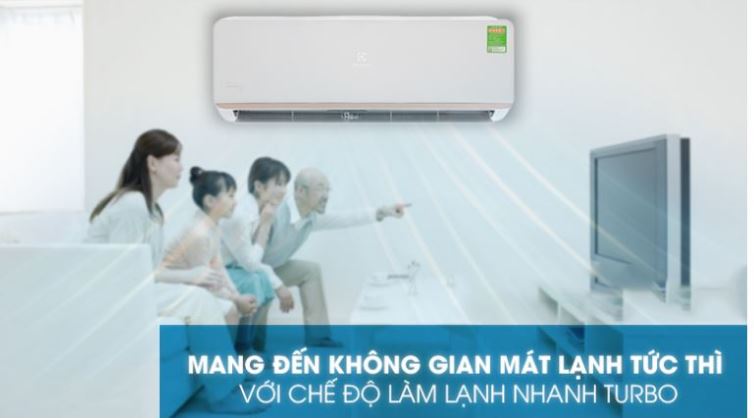 7. Máy lạnh Electrolux ESV12CRO làm mát lạnh nhanh nhờ chế độ làm lạnh Turbo