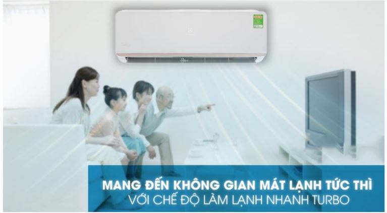 Điều hòa Electrolux ESV18CRO-D1 18000BTU 1 chiều inverter 8 5. Điều hòa Electrolux ESV18CRO-D1 làm mát lạnh nhanh nhờ chế độ làm lạnh Turbo