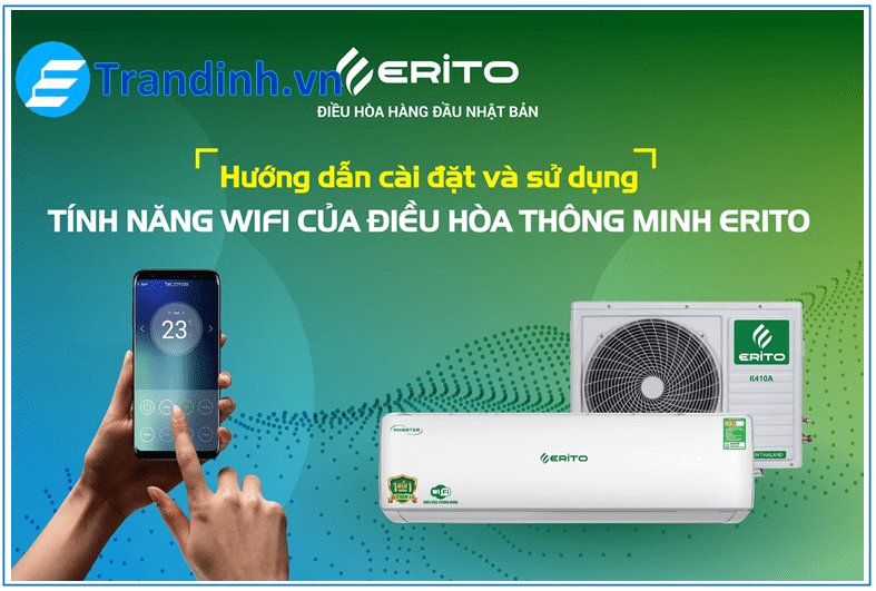 Điều Hòa Erito ETI-V10CS1 9000BTU 1 chiều inverter 9 Điều hòa Erito V10CS1 nhập khẩu có thể điều khiển qua điện thoại với kết nối Smart Wifi