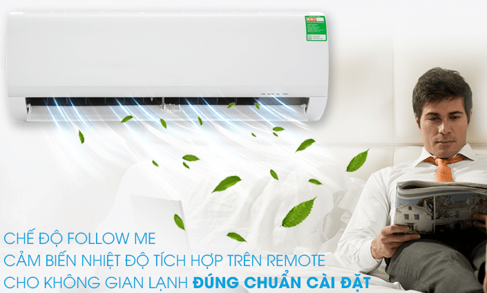 Điều hòa Midea 9000 BTU MSAF-10CRN8 7 Điều chỉnh hướng gió tự động làm lạnh hiệu quả nhờ tính năng Follow me
