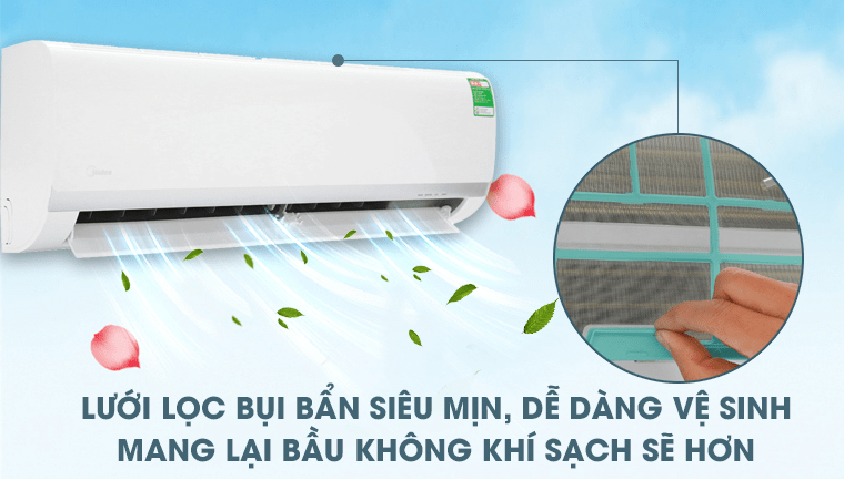 Điều hòa Midea 9000 BTU MSAF-10CRN8 6 Bảo vệ sức khỏe hô hấp nhờ bộ lọc bụi HD lọc sạch bụi bẩn