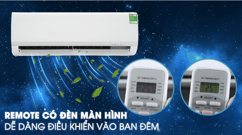 Điều hòa Midea 9000 BTU MSAF-10CRN8 9 Remote có đèn màn hình giúp điều khiển máy lạnh dễ dàng vào buổi tối