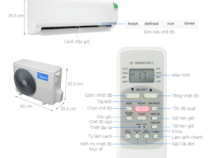 1. Phác hoạ tổng quát máy lạnh Midea 1.5 HP MSAF-13CRN8