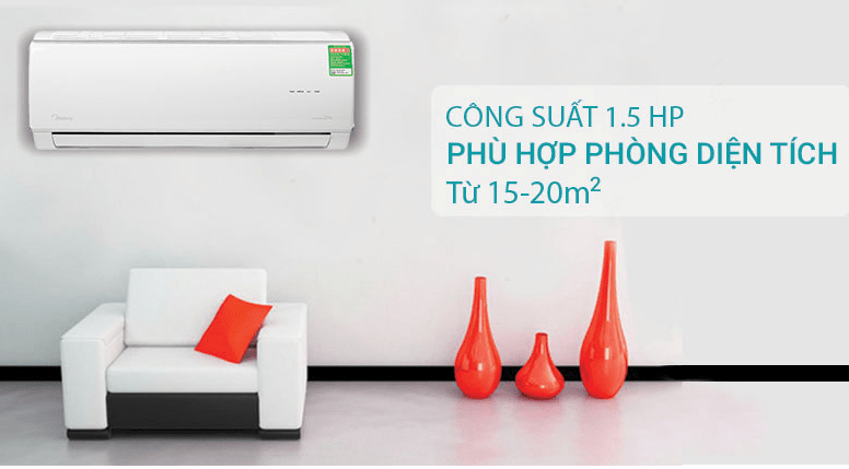 2. Máy lạnh Midea MSAFA-13CRDN8 phù hợp cho diện tích phòng 15 - 20m2