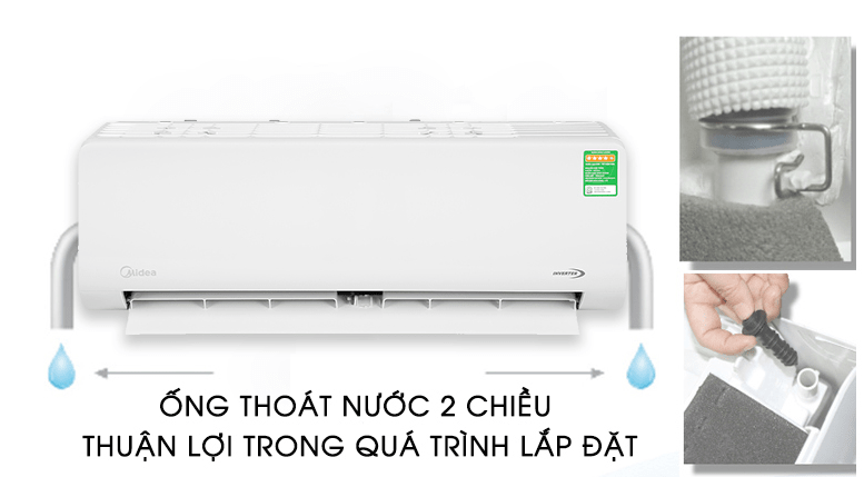 Điều hoà Midea Inverter 1 HP MSAG-10CRDN8 15 Ống thoát nước 2 chiều giúp dễ dàng lắp đặt