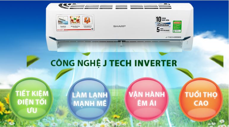 3. Điều hòa Sharp thế hệ mới sở hữu công nghệ J-Tech Inverter siêu tiết kiệm điện