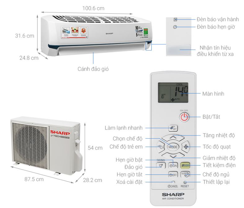 1. Tổng quan điều hòa Sharp AH-X18ZEW 118000BTU 1 chiều inverter