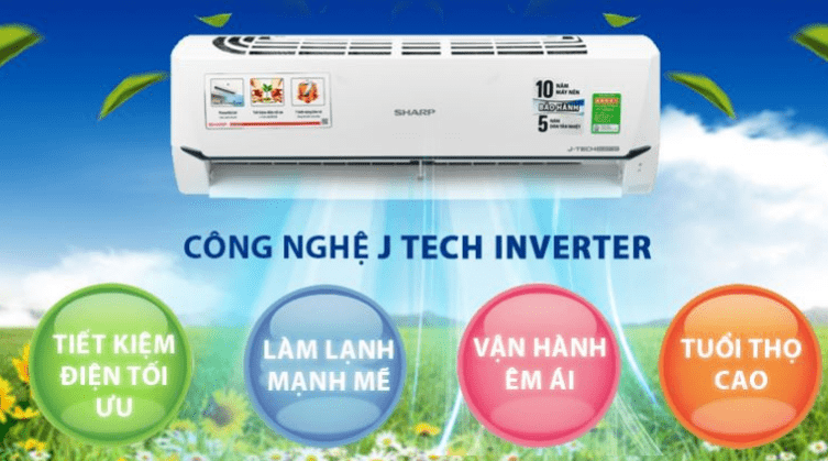 Điều hòa Sharp 9000BTU AH-XP10WMW 1 chiều inverter: giá rẻ 5 Điều hòa Sharp 9000BTU AH-XP10WMW Hiệu suất hoạt động tiết kiệm năng lượng