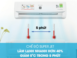 4. Máy lạnh Sharp AH-XP10WMW làm lạnh nhanh hơn 40% với chế độ Super Jet