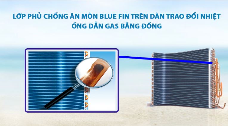 Điều hòa Sharp AH-XP10YMW 9000BTU 1 chiều inverter 9 5. Dàn tản nhiệt điều hòa Sharp mạ đồng chống ăn mòn, bền bỉ với thời gian