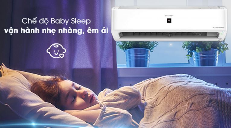 Điều hòa Sharp AH-XP10YMW 9000BTU 1 chiều inverter 10 6. Máy lạnh Sharp AH XP10YMW giúp mang lại giấc ngủ ngon với chế độ Baby Sleep