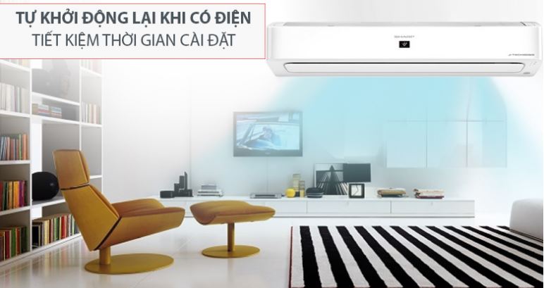 Điều hòa Sharp AH-XP10YMW 9000BTU 1 chiều inverter 12 8. Điều hòa 9000BTU Sharp AH-XP10YMW có tính năng tự khởi động lại khi có điện