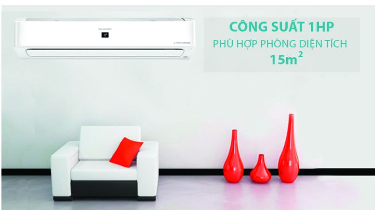 Điều hòa Sharp AH-XP10YMW 9000BTU 1 chiều inverter 5 1. Điều hòa Sharp AH-XP10YMW có thiết kế bắt mắt, phù hợp diện tích căn phòng nhỏ (dưới 15m2)