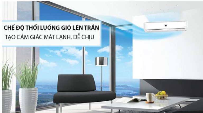8. Máy lạnh Sharp AHXP13YMW sở hữu chế độ thổi luồng gió lên trần