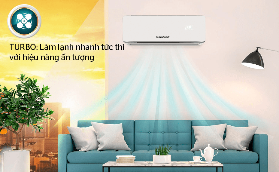 3. Chế độ Turbo làm lạnh nhanh chóng trên máy lạnh Sunhouse AW09C320