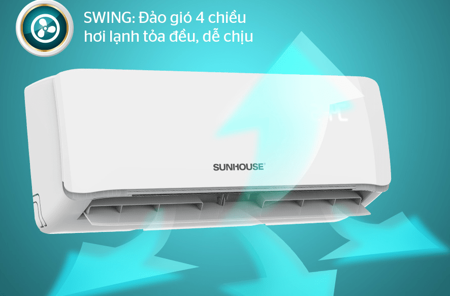 4. Máy lạnh Sunhouse SHR AW09C320 giúp khí lạnh tỏa đều khắp phòng nhờ chế độ Swing