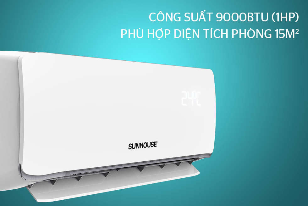 2. Điều hoà Sunhouse 2 chiều 9000BTU SHR-AW09H310 phù hợp cho phòng diện tích phòng dưới 15m2