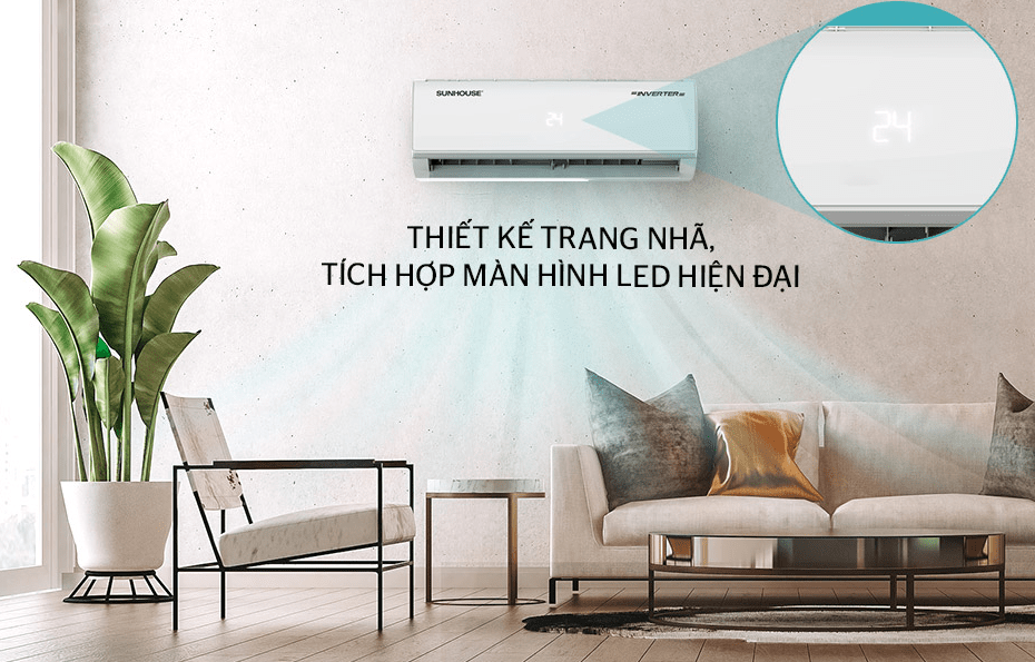 1. Điều hoà Sunhouse SHR-AW09IC610 có thiết kế sang trọng, tích hợp màn hình LED hiện đại