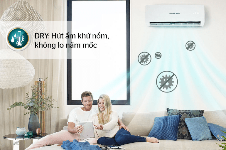 Điều hòa Sunhouse SHR-AW12C110 12000BTU 1 chiều 11 8. Điều hòa Sunhouse SHR AW12C110 thế hệ mới có tính năng DRY hút ẩm ẩm khử mùi hiệu quả