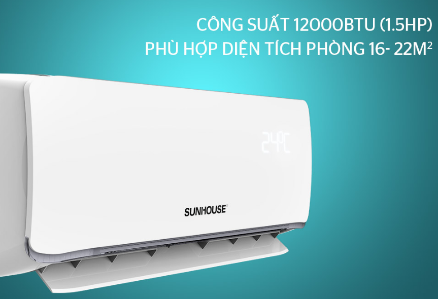 2. Điều hoà Sunhouse SHR-AW12H310 2 chiều 12000btu phù hợp cho phòng diện tích từ 15-20m2