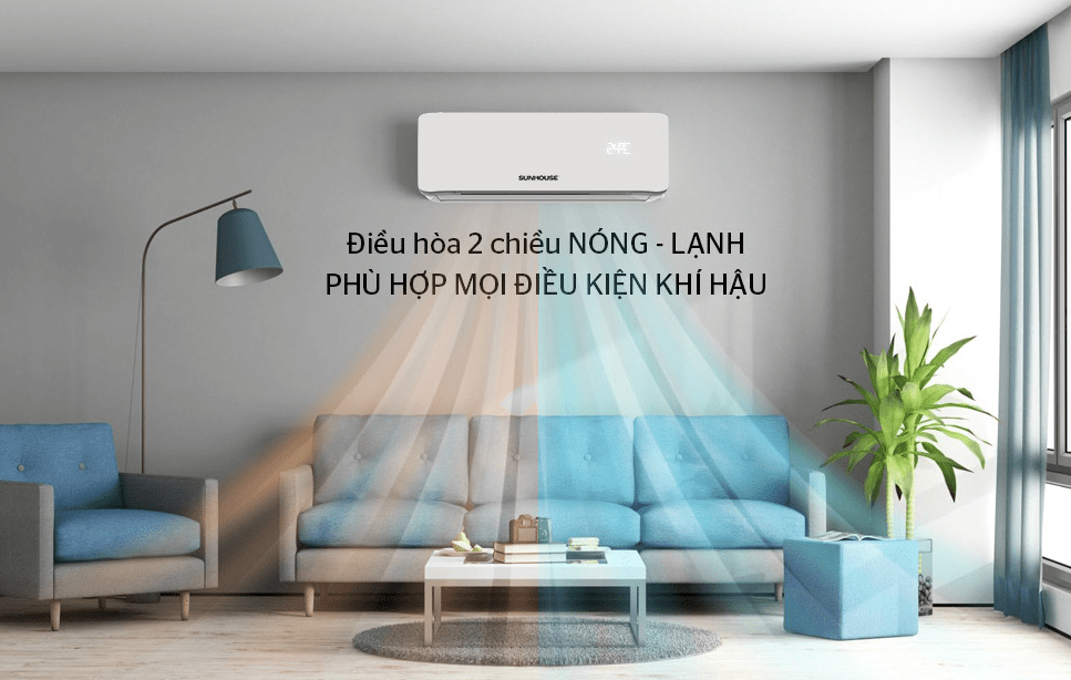 3. Tích hợp 2 tính năng làm lạnh/sưởi ấm trên điều hoà Sunhouse SHR-AW12H310 2 chiều 1.5HP 