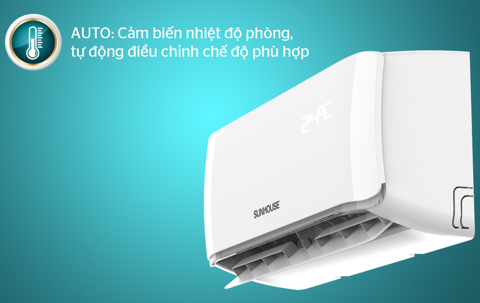 13. Chế độ Auto cảm biến nhiệt độ phòng thông minh trên điều hoà Sunhouse SHR-AW12H310