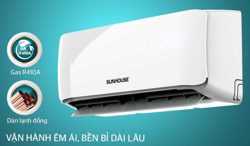7. Điều hoà Sunhouse AW12H310 2 chiều 12000BTU vận hành êm ái, tiết kiệm điện năng
