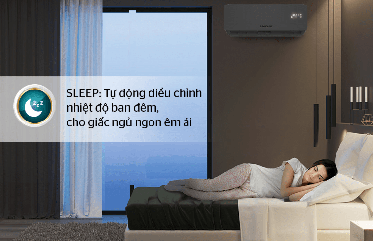9. SHR AW18C110 | Điều hòa Sunhouse có chế độ SLEEP tự động điều chỉnh nhiệt độ cho giấc ngủ ngon