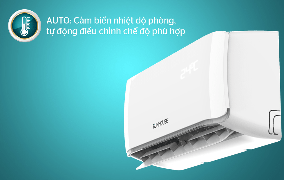 10. Tự động điều chỉnh chế độ làm mát phù hợp với chế độ Auto trên máy lạnh Sunhouse AW18C310