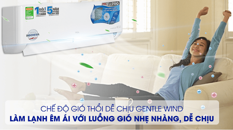 7. 10CSD/TPG11 - điều hoà TCL với luồng gió Gentle Wind làm lạnh dễ chịu, bảo vệ sức khỏe
