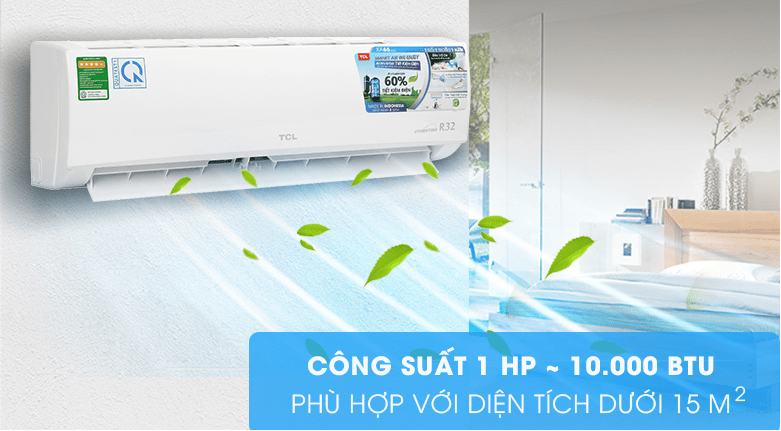 2. Điều hòa TCL 10CSD/XA66 inverter 1HP có thiết kế sang trọng, phù hợp diện tích phòng dưới 15m2