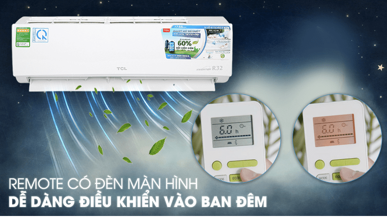 5. Remote điều hoà TCL 1HP inverter TAC-10CSD/XA66 có đèn màn hình tiện lợi