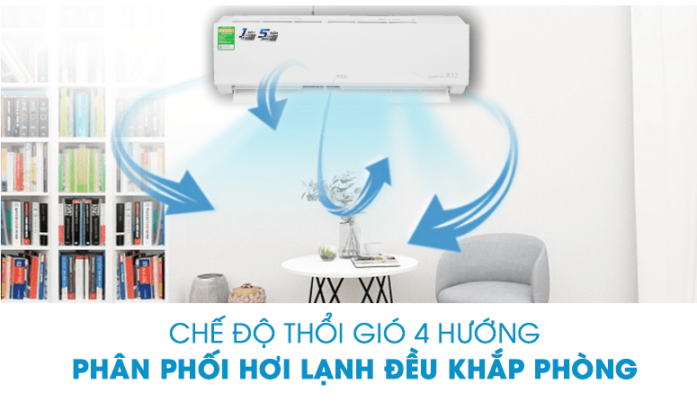 7. Chế độ đảo gió 4 chiều tự động tiên tiến giúp hơi lạnh lan toả khắp căn phòng