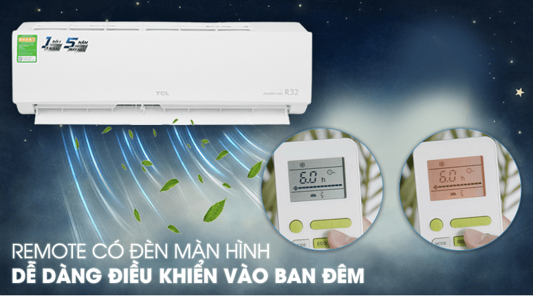 8. Remote trên điều hoà TCL TAC 13CSD/XA66 có đèn màn hình dễ dàng điều khiển vào ban đêm