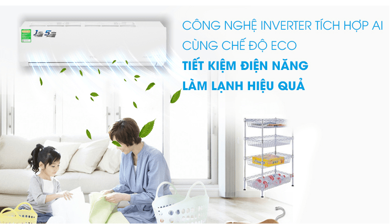 9. Công nghệ AI Inverter cùng chế độ Eco giúp tiết kiệm điện năng tối ưu 
